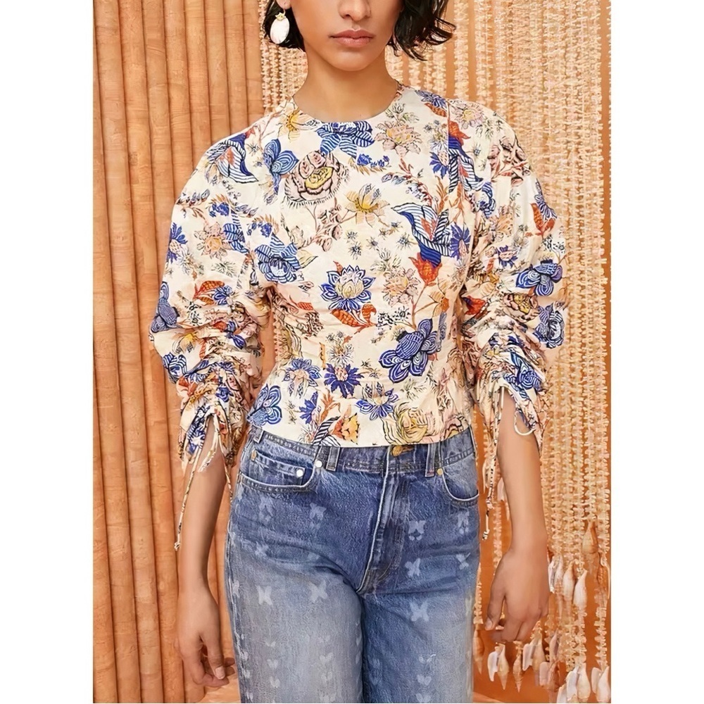 NWOT Ulla Johnson Long-Sleeve Floral Cotton Lorna Blouse